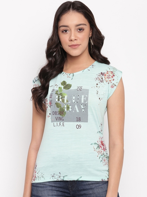 

Miss Grace Women Mint Green Floral Print Top