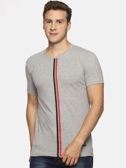 

T-Tog Men Grey & Red Colourblocked Round Neck T-shirt