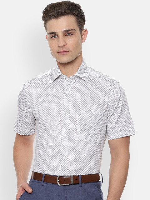 

Louis Philippe Men White & Grey Classic Regular Fit Printed Formal Shirt