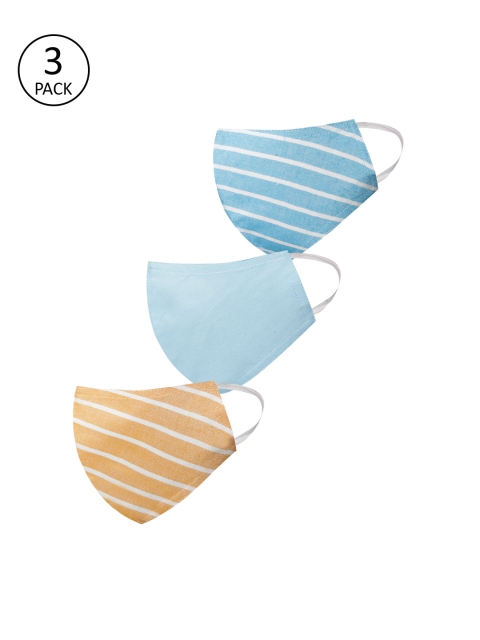 

VASTRAMAY Unisex 3 Pcs Printed 3-Ply Anti-Pollution Reusable Cloth Masks, Yellow