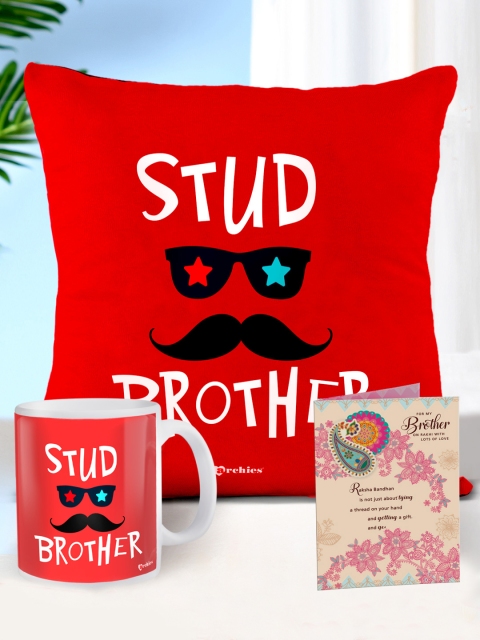 

Archies Multicoloured 3-Piece Raksha Bandhan Ceramic Mug, Cushion & Greeting Card Gift Set, Multi