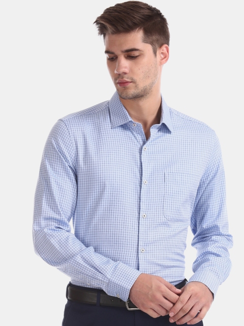

AD By Arvind Men Blue Regular Fit Checked Casual Shirt