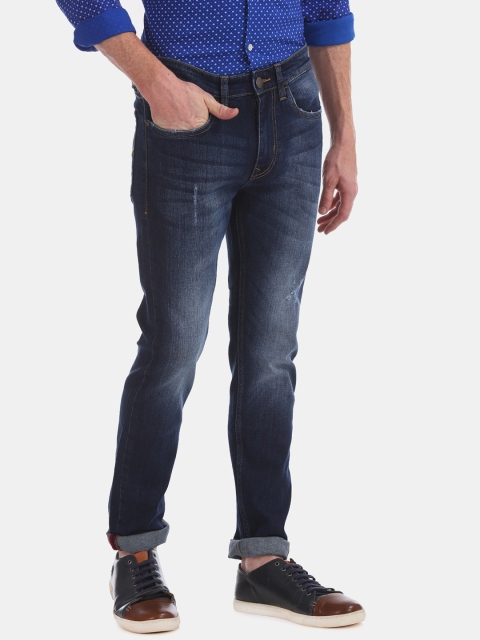 

AD By Arvind Men Blue Skinny Fit Mid-Rise Mildly Distressed Stretchable Jeans