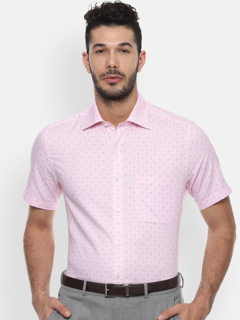 

Louis Philippe Men Pink & Black Regular Fit Printed Formal Shirt