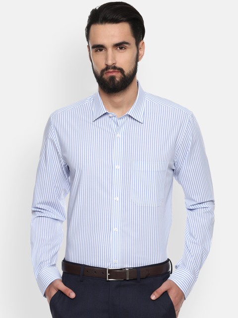 

Louis Philippe Men Blue Classic Slim Fit Striped Formal Shirt