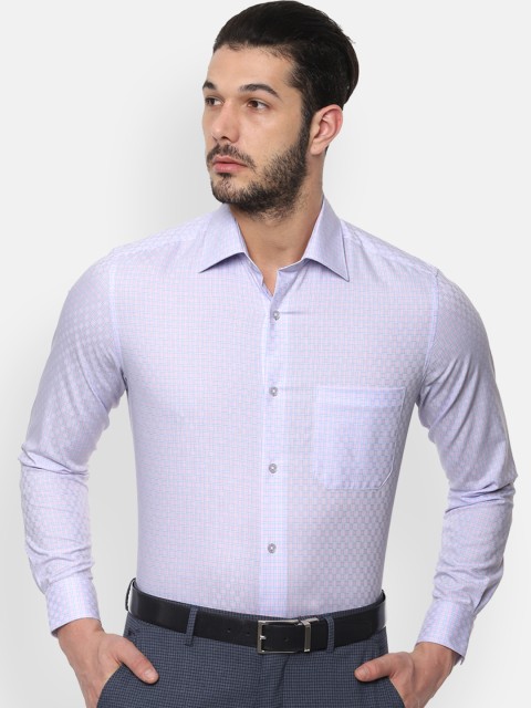 

Louis Philippe Men Pink & Blue Regular Fit Checked Formal Shirt