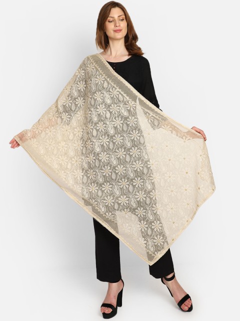 

amraoo Beige Embroidered Dupatta