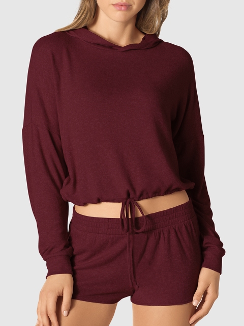 

La Senza Women Burgundy Solid Lounge Top