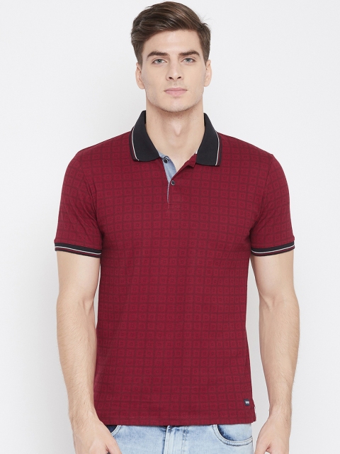 

Octave Men Maroon Printed Polo Collar T-shirt