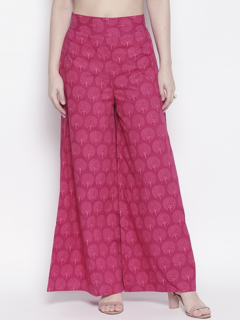 

Desi Weavess Women Pink Printed Wide Leg Palazzos