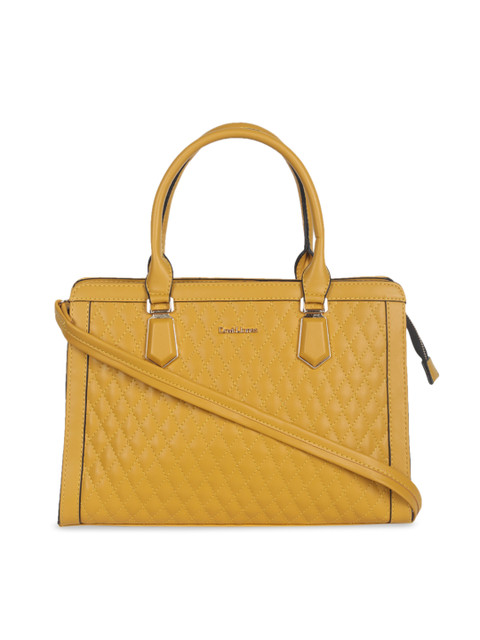 

David Jones Yellow Solid Quilted Satchel Bag