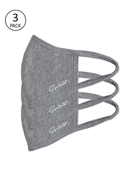 

Spirit Unisex Pack Of 3 Grey Melange Printed 3-Ply Reusable Cloth Masks