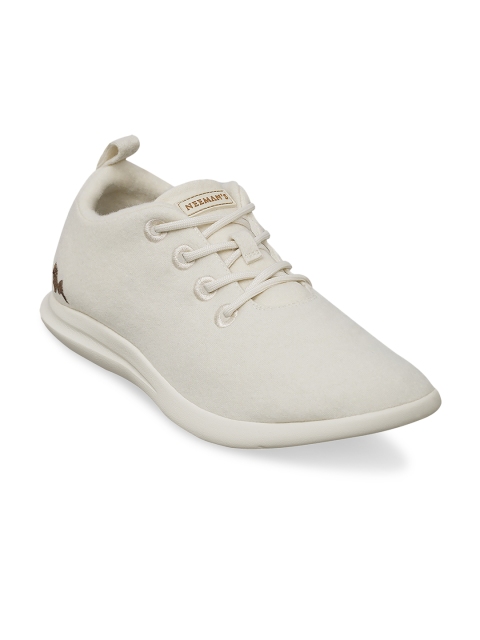 

NEEMANS Women Cream-Coloured Solid Merino Wool Sneakers