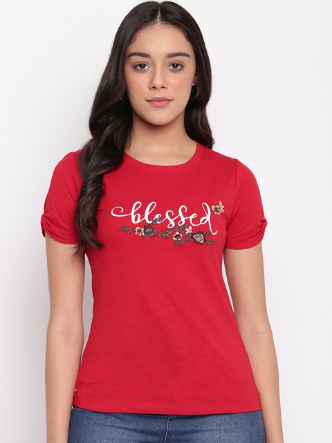

Miss Grace Women Red Printed Top