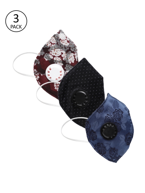 

AUDSTRO Unisex 3 Pcs Black Solid 5-Ply Valved Anti-Pollution Protective Outdoor Masks, Blue