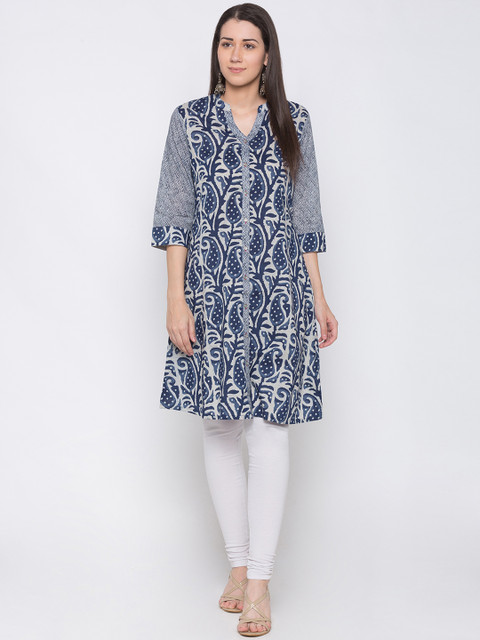 

Globus Women Blue & Beige Printed Straight Kurta