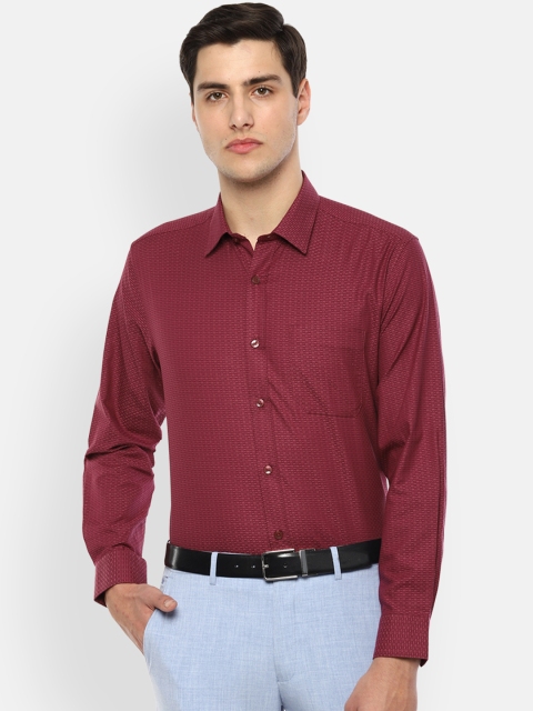 

Louis Philippe Men Maroon Classic Slim Fit Self Design Formal Shirt