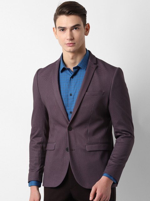 

Louis Philippe Sport Men Purple Self-Design Super Slim-Fit Single-Breasted Formal Blazer