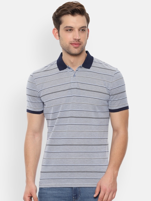

Louis Philippe Sport Men Blue & White Striped Slim Fit Polo Collar T-shirt