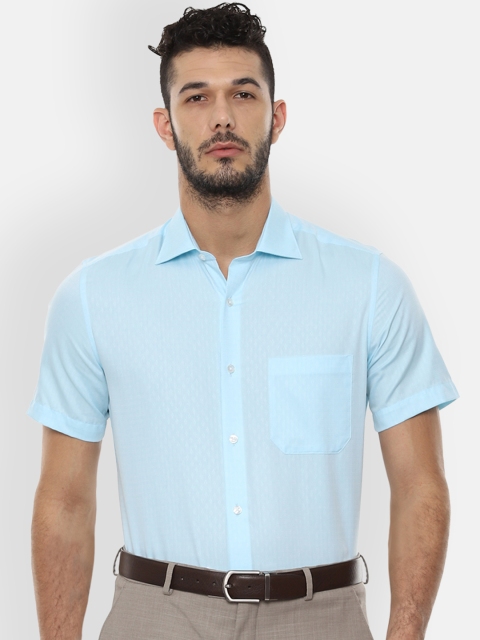 Louis Philippe Men Blue Classic Regular Fit Self Design Formal Shirt