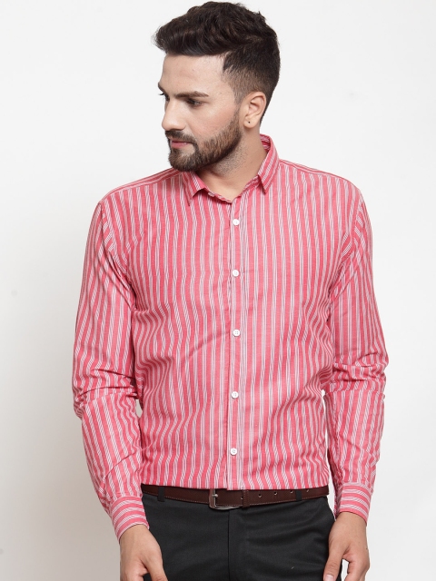 

JAINISH Men Red & White Regular Fit Striped Formal Shirt