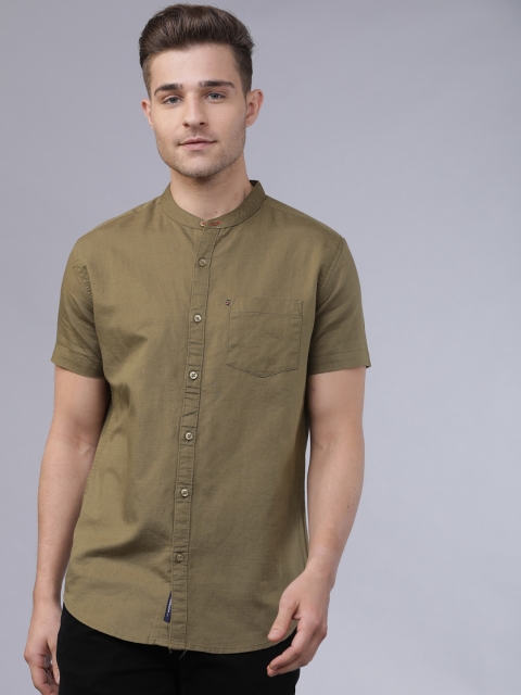 

Horsefly Men Olive Green Slim Fit Solid Casual Shirt