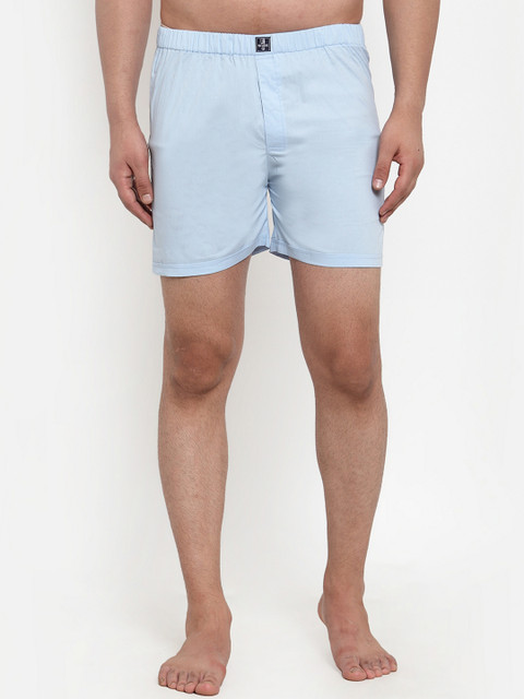 

NEUDIS Men Pack of 2 Blue Solid Premium Cotton Boxers NUD20BOXRCTNSLDSKBUSET