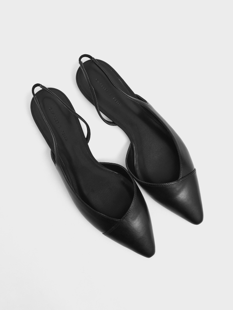 

CHARLES & KEITH Women Black Solid Mules
