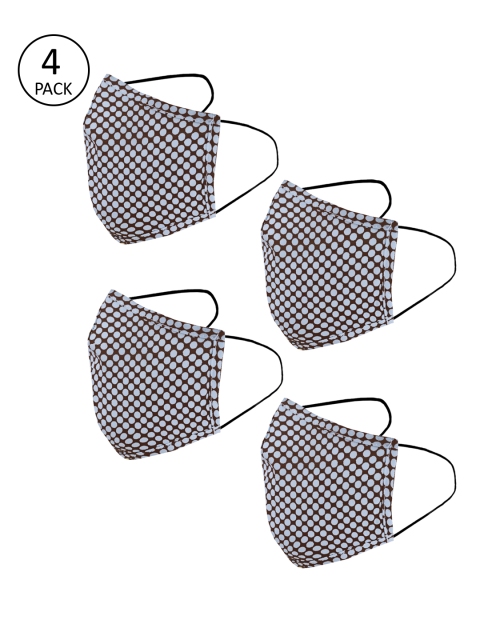 

naughty ninos Kids 4 Pcs Printed 3 Ply Reusable Cloth Masks, Grey