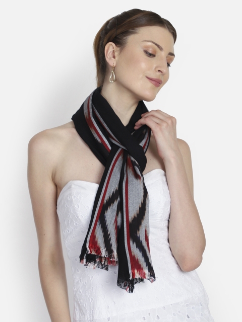 

Anekaant Women Black & Red Ikkat Printed Stole
