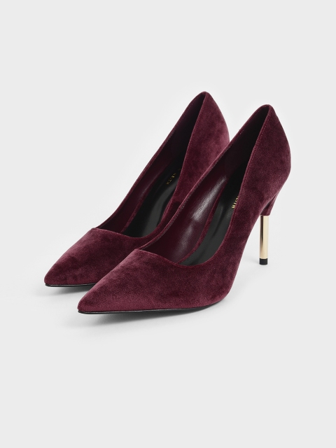 

CHARLES & KEITH Women Maroon Solid Pumps