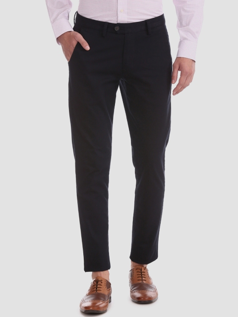 

AD By Arvind Men Navy Blue Smart Slim Fit Solid Regular Trousers