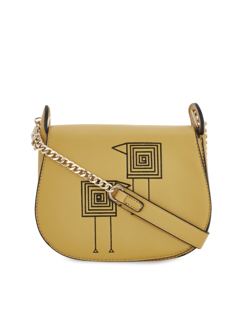 

Global Desi Yellow Printed Sling Bag
