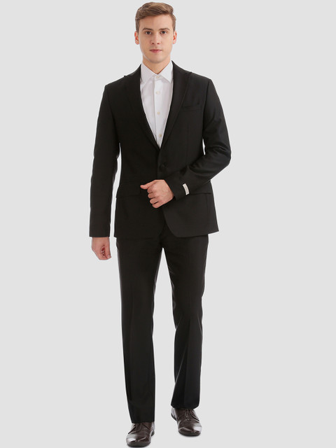 

AD By Arvind Men Black Solid Single-Breasted Formal Suit