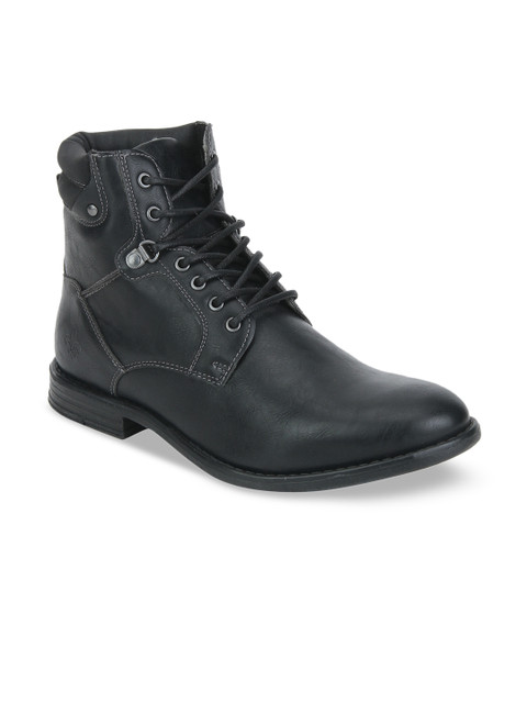 

Bond Street By Red Tape Men Black Solid High-Top Flat Boots