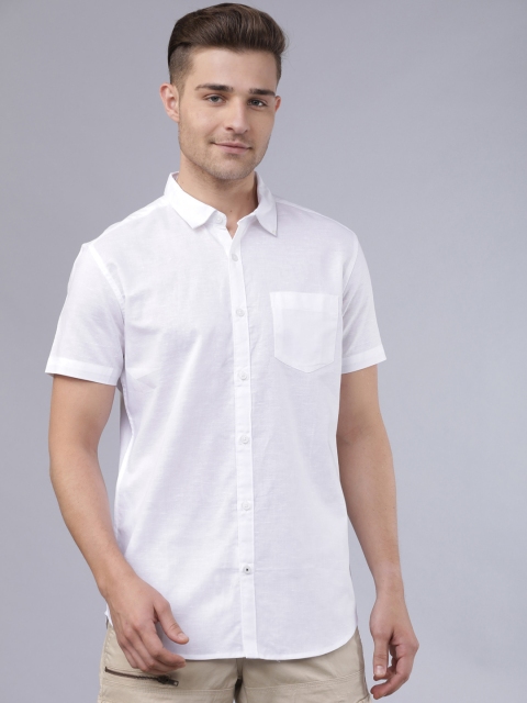 

Horsefly Men White Slim Fit Solid Casual Shirt