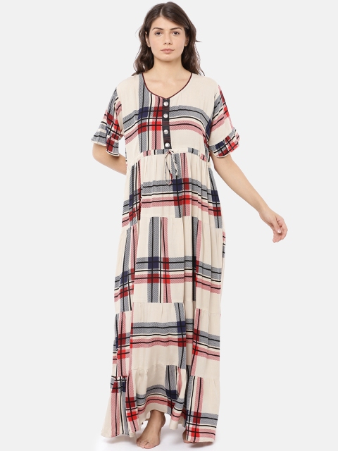 

GOLDSTROMS Beige & Red Printed Nightdress