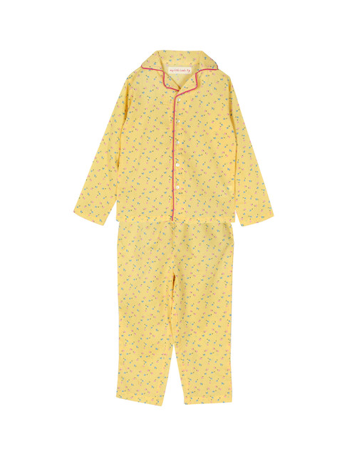 

My Little Lambs Girls Yellow Printed Night suit