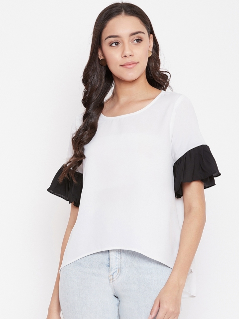 

One of a Kind Women White Colourblocked Top