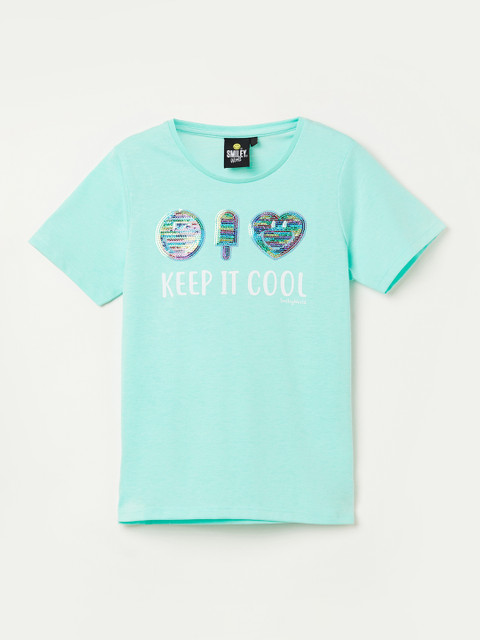 

Smiley World Girls Blue SequinnedTop