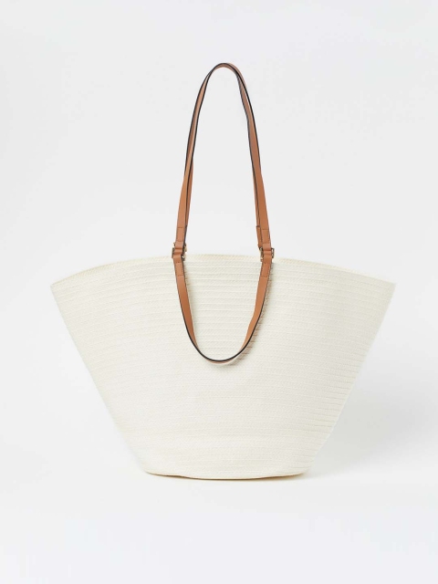 

H&M Women White Straw Shopper Tote Bag