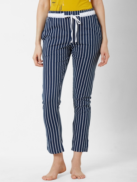 

Sweet Dreams Women Navy Blue Striped Lounge Pants