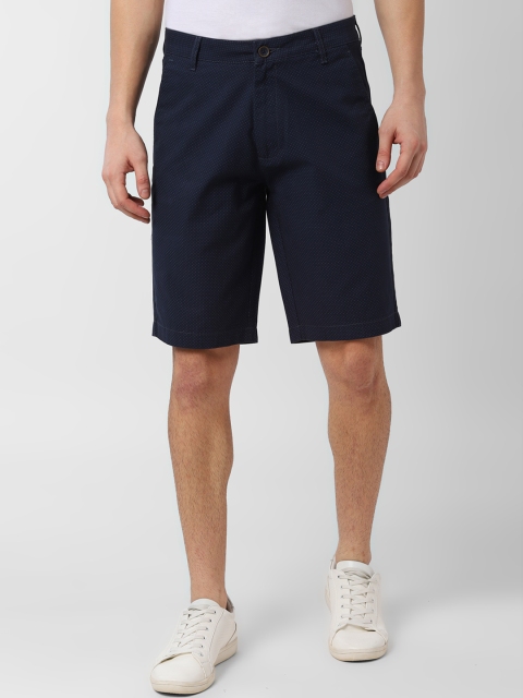 

Peter England Men Navy Blue & White Printed Slim Fit Regular Shorts