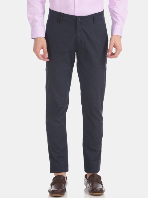 AD By Arvind Men Navy Blue Slim Fit Solid Chinos