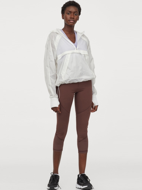 

H&M Women Brown Colourblocked Cropped Running Tights