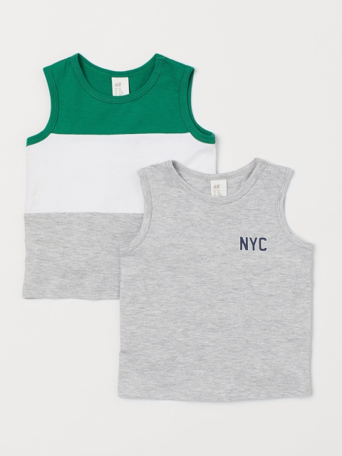 

H&M Infant Boys 2-Pack Cotton Vest Tops, Grey