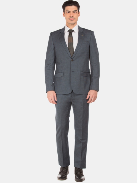 

Arrow Men Blue Self-Design Single-Breasted Formal Suit