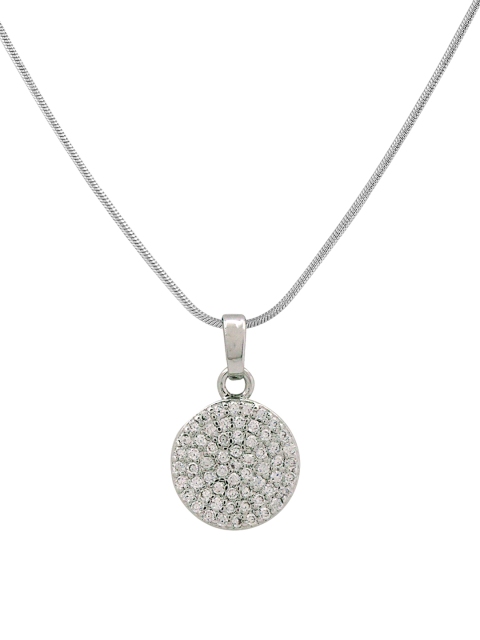 

Sia Art Jewellery Silver-Plated American Diamond Studded Circular Pendant With Chain