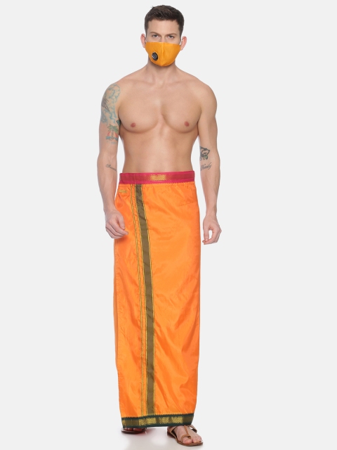

Sethukrishna Men Orange Solid Readymade Dhoti With 3Layer Anti-Dust Mask