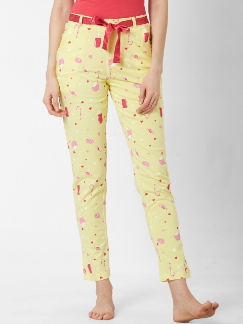 

Sweet Dreams Women Yellow & Coral-Red Printed Popsicle Pajamas
